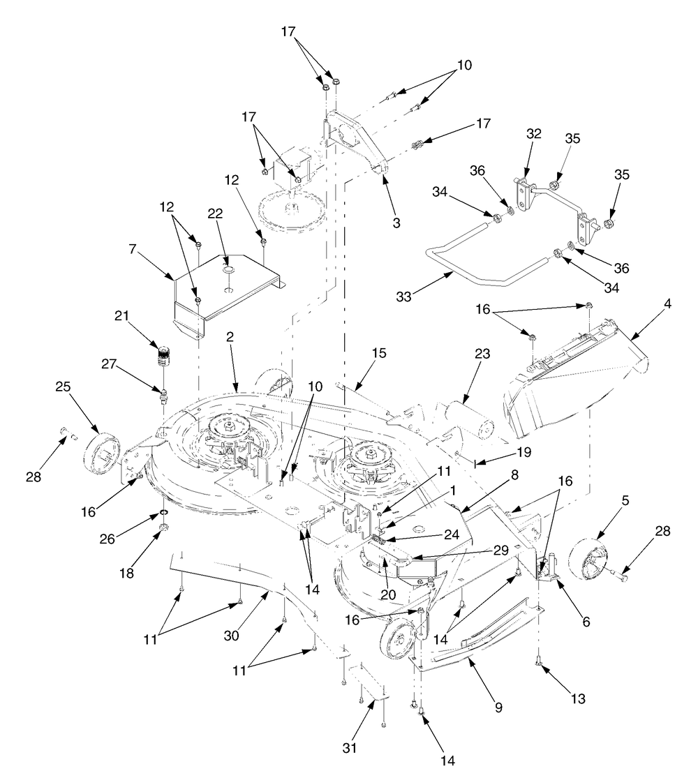 Deck Assembly 50 Inch Diagram and Parts List for 394 190100 Cub Cadet Lawn Tractor